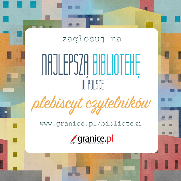 kwadratowy baner z napisem „Najlepsza biblioteka w Polsce” plebiscyt czytelników