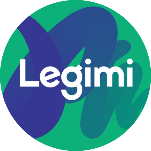logo LEGIMI na okrągłym obrazku biały napis Legimi